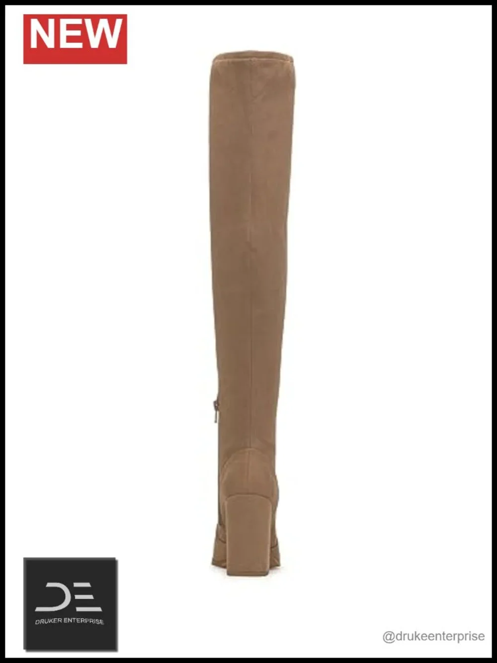 Faux Suede Over-the-Knee Block Heel Boots with Inner Zip